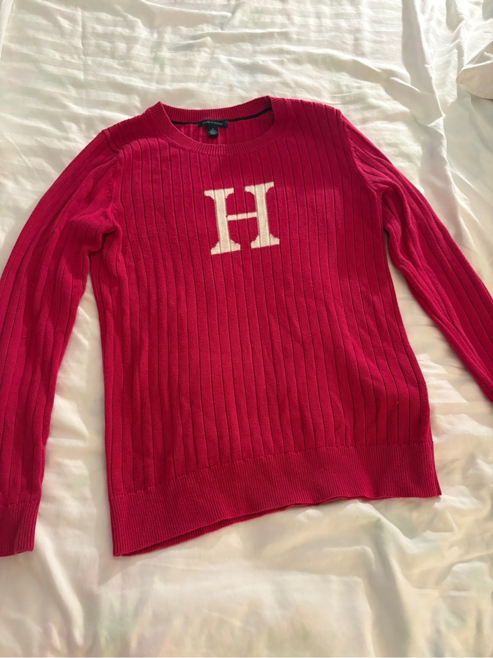 Tommy Hilfiger Hot Pink Logo Sweater Sz Medium